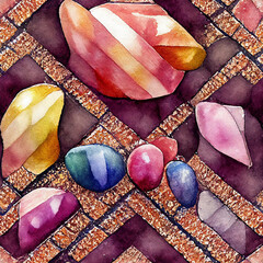 gemstones on a wooden background