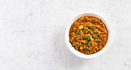 Keema curry in bowl