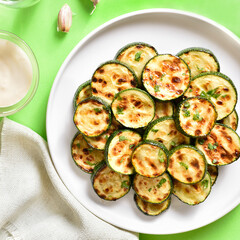 Roasted zucchini on plate