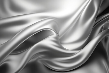 Plakat AI generated beautiful elegant silver soft silk satin fabric background with waves and folds