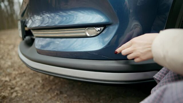 Scratches and deformation on the car bumper	