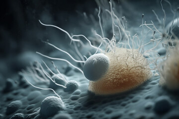 White blood cell neutrophil attacking bacteria, AI Generative - obrazy, fototapety, plakaty