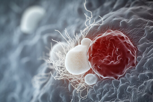 White blood cell neutrophil attacking bacteria, AI Generative