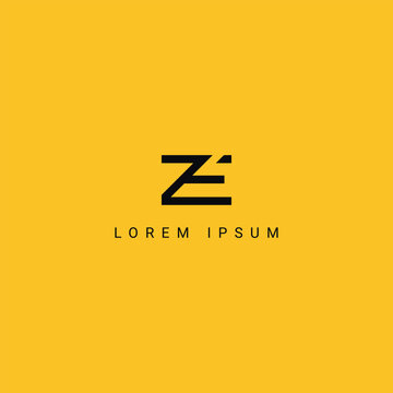 Abstract ZE EZ letter simple minimal style business logo design vector element.
