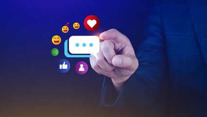 Social media and digital online marketing concept, The concept of living on vacation and playing social media. Social Distancing, Working From Home concept.