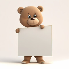 Bear with blank sign. Generative AI