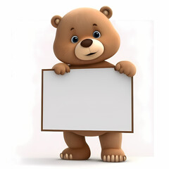 Bear with blank sign. Generative AI