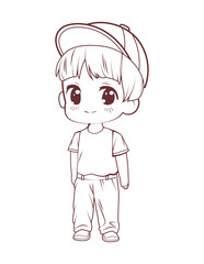 anime boy wearing cap coloring
