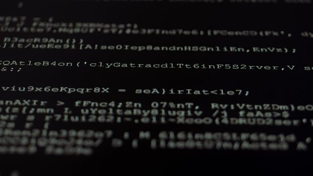 Program Code. Web development. Computer programming code scroll. Source code on the monitor screen.