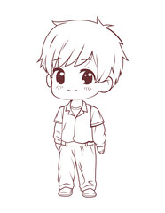 anime chibi boy standing coloring
