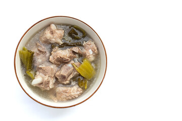 Pork rib soup with pickled cabbage or mustard greens