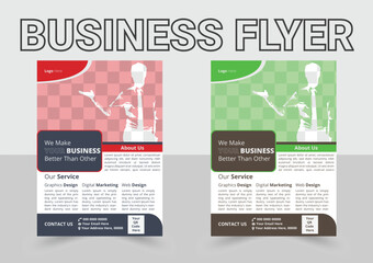 Corporate business flyer template design set with blue, orange, red and yellow color. marketing, business proposal, promotion, advertise, publication, cover page. new digital marketing flyer set