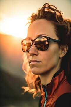 poPortrait of sportswoman in sunglassesrtrait of a woman in sunglasses
