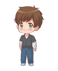 anime chibi boy standing