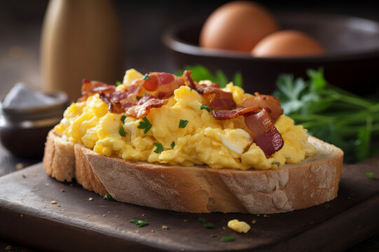 Scrambled eggs with bacon