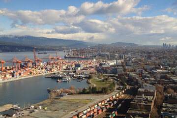 Cityscape and Port of Vancouver, Canadian Pacific Railway, British Columbia, Canada