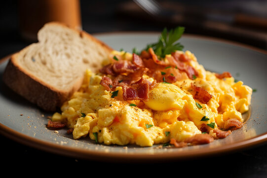 Scrambled eggs with bacon