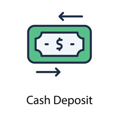 Cash Deposit icon. Suitable for Web Page, Mobile App, UI, UX and GUI design.