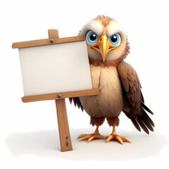 Eagle with blank sign. Generative AI