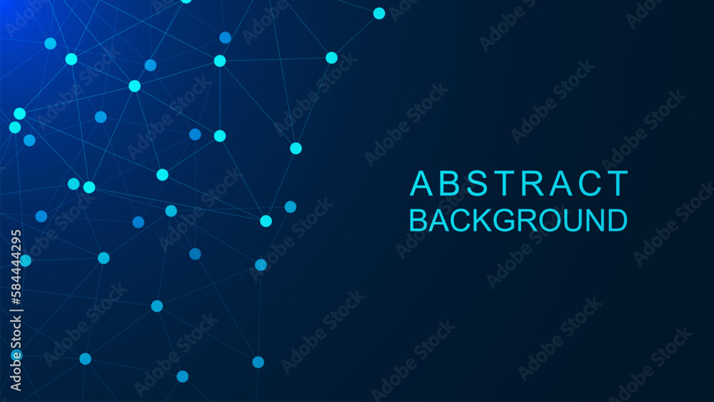 Poster abstract dots and lines for futuristic network connection on dark blue background.