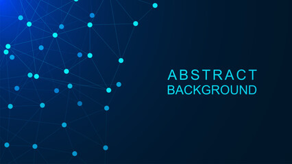 Abstract dots and lines for futuristic network connection on dark blue background.
