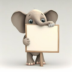 Elephant with blank sign. Generative AI