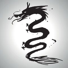 Dragon. 2024 Brush stroke vector illustration. Ink art. Chineses Year of the Dragon Ink Painting