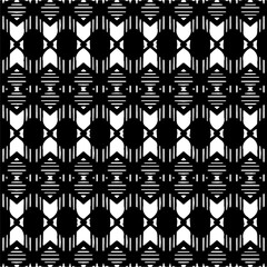 Vector geometric seamless pattern. Ornamental background with abstract shapes. Black and white texture. Abstract ornament background. Dark repeat design for decor, fabric, cloth.Abstraction art.