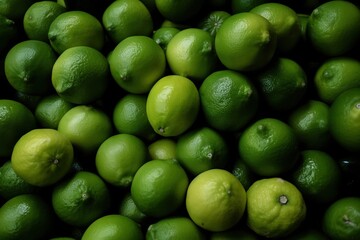  a pile of limes and limes sitting next to each other on a black background with a green color and yellow color scheme on the top of the image.  generative ai