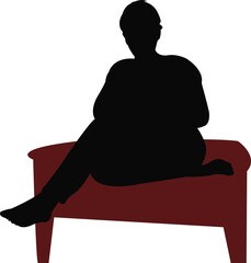 a woman sitting in sofa, silhouette vector