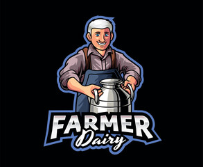 Dairy Farmer Mascot Logo Design