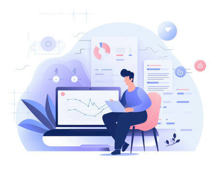An AI powered ading system checks the results of an online essment with lightning speed saving teachers time and energy. . AI generation.