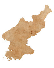 map of North Korea on old brown grunge paper