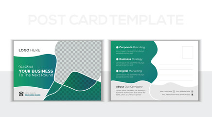 Corporate business or marketing agency postcard template EDDM design template. Business marketing postcard set, vector illustration.