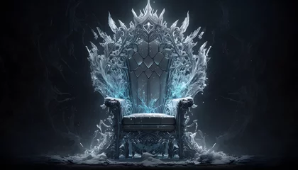 Rollo A throne made of ice with large snowflakes in the center and on the sides, dark background © Prasanth