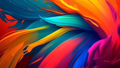 abstract background consisting of brush strokes, oil paint strokes of bright colors superimposed chaotically, creative artistic background of acrylic paint strokes, generative ai