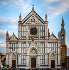Fototapeta na wymiar Basilica of the Holy Cross in Florence, place of the tomb of Michelangelo, in Italy