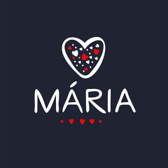 (M&aacute;ria) Calligraphy name, Vector illustration.