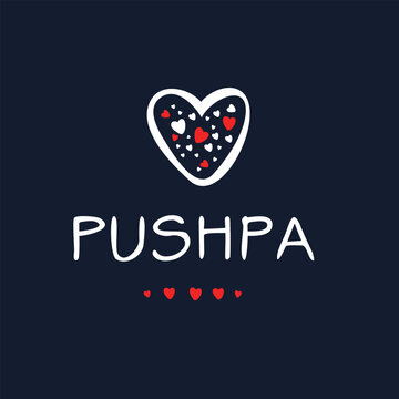 (Pushpa) Calligraphy name, Vector illustration.