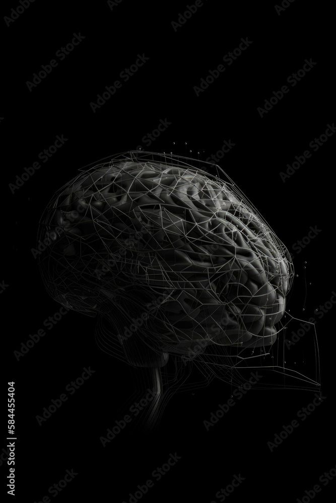 Poster an image of a brain representing the high level of intelligence ai can provide for personal financia