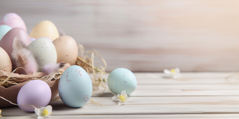 Easter background, clean, minimal, pastel colors. greetings. happy easter,. Generative AI