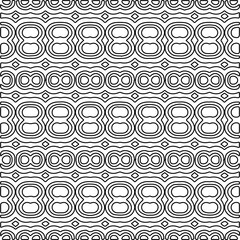 Stylish texture with figures from lines.
Abstract geometric black and white pattern for web page, textures, card, poster, fabric, textile. Monochrome graphic repeating design.