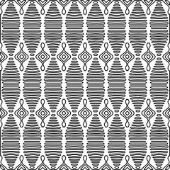 Stylish texture with figures from lines.
Abstract geometric black and white pattern for web page, textures, card, poster, fabric, textile. Monochrome graphic repeating design.