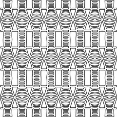 Stylish texture with figures from lines.
Abstract geometric black and white pattern for web page, textures, card, poster, fabric, textile. Monochrome graphic repeating design. 