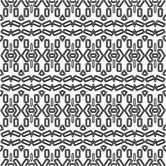 Stylish texture with figures from lines.
Abstract geometric black and white pattern for web page, textures, card, poster, fabric, textile. Monochrome graphic repeating design.