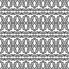 Stylish texture with figures from lines.
Abstract geometric black and white pattern for web page, textures, card, poster, fabric, textile. Monochrome graphic repeating design.