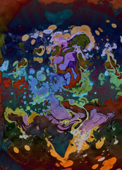 Japanese Suminagashi marbling art, seamless tile, fluid acrylic paint pour effect, repeatable pattern, background, album cover 