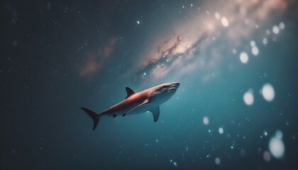 space shark cinematic . Creative illustration. (Ai Generate)