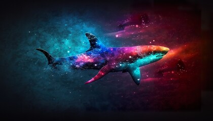 Obraz na płótnie Canvas space shark cinematic . Creative illustration. (Ai Generate)