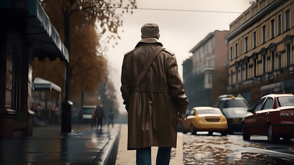 A man walks down the street. Generative AI